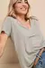 Blusa de Manga Curta com Decote em V Verde Sálvia - Algo Novo