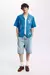 Camisa de Manga Curta Bordada Azul - comprar online