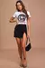 Camiseta Feminina Estampada Cropped Desbotada Branca Blondie - comprar online