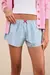 Shorts de Popeline Algodão Listrado Azul e Branco