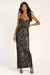 Vestido Longo sem Mangas Preto com Lantejoulas