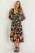 Vestido Midi Bordado Floral Preto