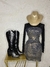 Vestido mezclilla negro con dorado