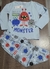 Pijama longo Monster estampado
