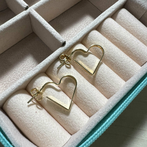 Brinco Argola Coração, Banho Ouro 18k.