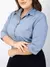 Camisa Manga 3/4 Tons de Jeans - Plus Size. - Elasunique