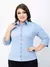 Camisa Manga 3/4 Tons de Jeans - Plus Size.