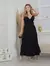 Vestido longo feminino sem manga, com bojo, forrado, nó. - Elasunique