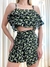 Imagem do Conjunto em Crepe Floral Cropped Babado e Short Saia Amarração