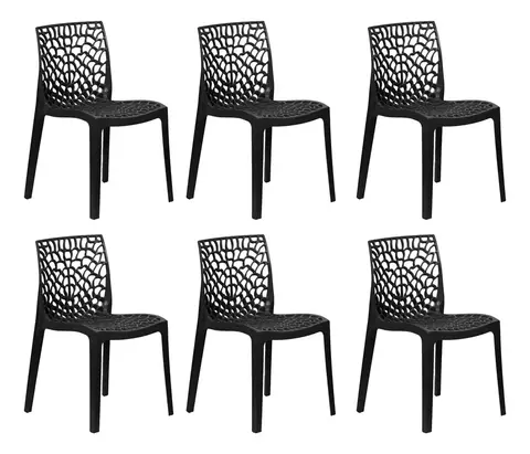 Conjunto 6 Cadeiras Gruvyer Coral Sala Jantar Cozinha Jardim