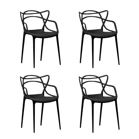 Kit 4 Cadeiras Allegra Cor Preta Plastic Chair - comprar online