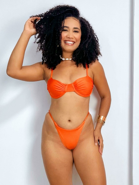 Biquíni Pipa Meia Taça & Calcinha Fio - Tangerina - comprar online