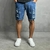 Bermuda Jeans Escuro Rasgado Estilo Jogador - comprar online