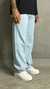 Calça Balão Jeans Azul Claro Modelo Reta na internet