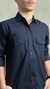 Camisa de Botão Sarja Azul Marinho na internet