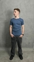 Camiseta Canelada Azul Baby Look Masculino