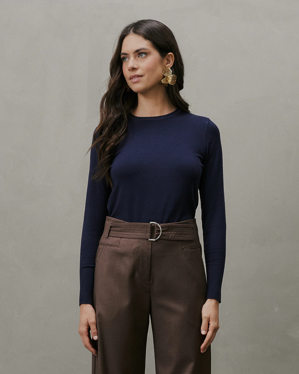 Blusa Tricot Manga Longa Joana Azul