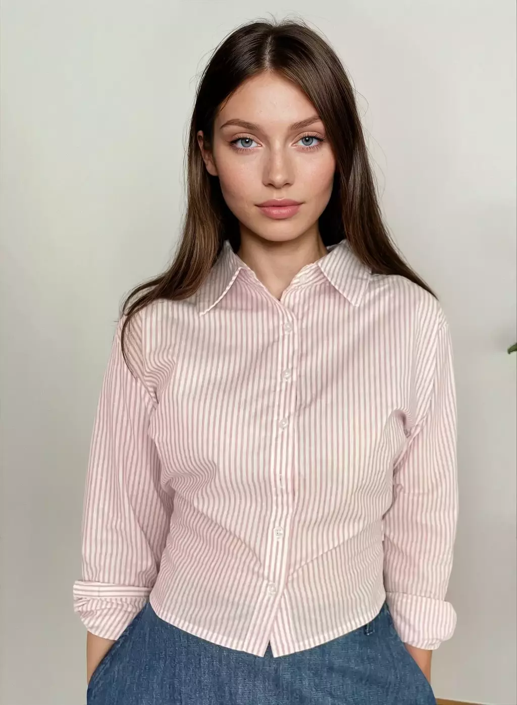 Camisa Tricoline Listrada de Rosa