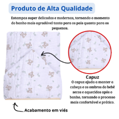 Toalha De Banho Bebe Toalhão Soft Premium Com Capuz Fralda Algodão 3 Camadas Papi Infantil Criança - Dallas Baby Enxoval