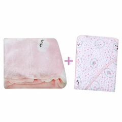 Kit Cobertor Microfibra Bebe Estampado Manta 1,10x80cm + Toalha de Banho Bebe Soft Fralda Duas Camadas Papi - loja online