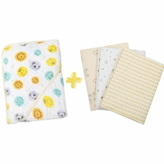 Kit Toalha de Banho Bebe Soft Fralda Com Capuz Papi+Cueiro Flanelado Manta Bebe Papi Com 3 Unidades - comprar online