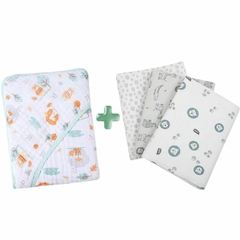 Kit Toalha de Banho Bebe Soft Fralda Com Capuz Papi+Cueiro Flanelado Manta Bebe Papi Com 3 Unidades - Dallas Baby Enxoval