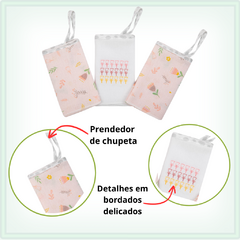 Paninho de Boca Bebe Com Prendedor de Chupeta Fralda Babete Papi Compose Bordado Kit Com 3 Unidades - comprar online