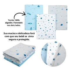 Cueiro FLanelado Manta Bebe Estampado 80x60cm Menino Menina Papi 3 unidades Algodão - comprar online