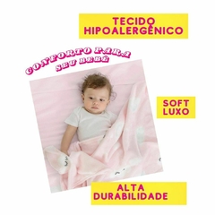 Kit Cobertor Microfibra Bebe Estampado Manta 1,10x80cm + Toalha de Banho Bebe Soft Fralda Duas Camadas Papi - Dallas Baby Enxoval