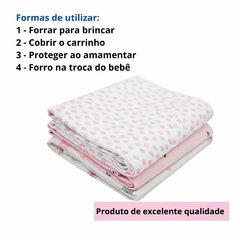 Kit Cueiro Flanelado Manta Charutinho Bebe 80x60 Estampado Papi 100% Algodão 6 Peças - Dallas Baby Enxoval