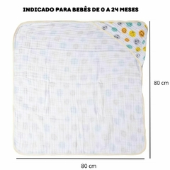 Kit Toalha de Banho Bebe Soft Fralda Com Capuz Papi+Cueiro Flanelado Manta Bebe Papi Com 3 Unidades - Dallas Baby Enxoval