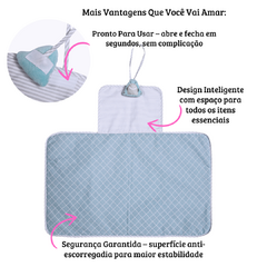 Trocador De Fralda Portátil Impermeável Com Porta Fralda Dobrável Bebe Macio Menio Menina Papi Baby - Dallas Baby Enxoval