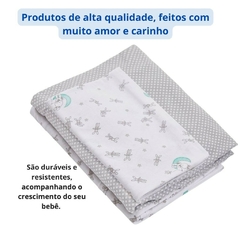 Jogo de Lençol Para Berço Americano Estampado Malha 100% Algodão Com Elástico Três Peças Papi - Dallas Baby Enxoval