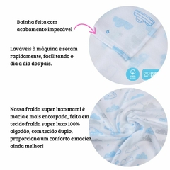 Kit fralda de Pano Bebe + Lençol Avulso em Malha Berço Americano + Babador Bandana Atoalhado Bebê