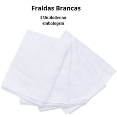 Fralda de Pano Super Luxo Com Bainha Tecido Duplo Estampada Branca Papi Mami 5 Unidades Para Bebe - comprar online