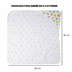 Kit Cobertor Microfibra Bebe Estampado Manta 1,10x80cm + Toalha de Banho Bebe Soft Fralda Duas Camadas Papi - comprar online