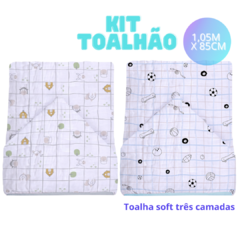 Kit Toalhão Toalha De Banho Bebe Com Capuz Soft Premium Fralda Três Camadas Papi Criança Infantil Com Duas e Com Três Toalhas - comprar online