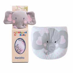 Kit Naninha Para Bebe Com Prendedor de Chupeta E Bichinhos De Pelucia+Travesseiro Anatômico Bebê