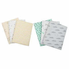 Kit Cueiro Flanelado Manta Charutinho Bebe 80x60 Estampado Papi 100% Algodão 6 Peças