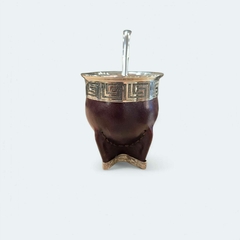 Mate Imperial de acero forrado en cuero con virola y base cruz de alpaca Griega - tienda online