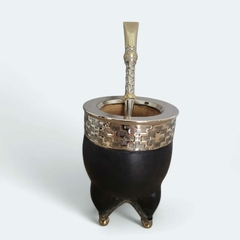 Mate Imperial calabaza con virola y base bolitas alpaca Pampa