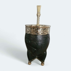 Mate Imperial repujado calabaza con virola y base bolitas alpaca - Amargo