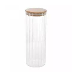 Pote Hermético de Vidro Canelado com Tampa de Bambu 1,1L - comprar online