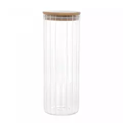 Pote Hermético de Vidro Canelado com Tampa de Bambu 1,1L - Kaza 8