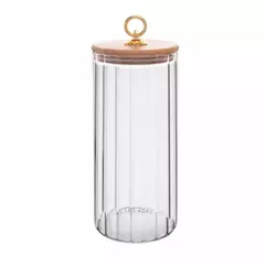Pote Hermético de Vidro Canelado com Tampa de Bambu Classic 1,150L - comprar online