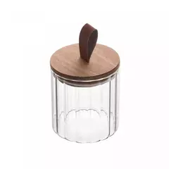 Pote Hermético de Vidro Canelado com Tampa de Bambu com Alça 560ml - comprar online