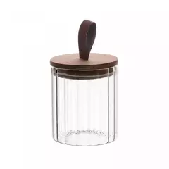 Pote Hermético de Vidro Canelado com Tampa de Bambu com Alça 560ml - Kaza 8