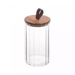 Pote Hermético de Vidro Canelado com Tampa de Bambu com Alça 880ml - comprar online
