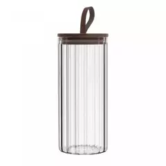 Pote Hermético de Vidro Canelado com Tampa de Bambu com Alça 1,18L - loja online
