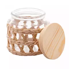 Imagem do Pote Hermético de Vidro com Fibra Natural e Tampa de Rolha 520ml